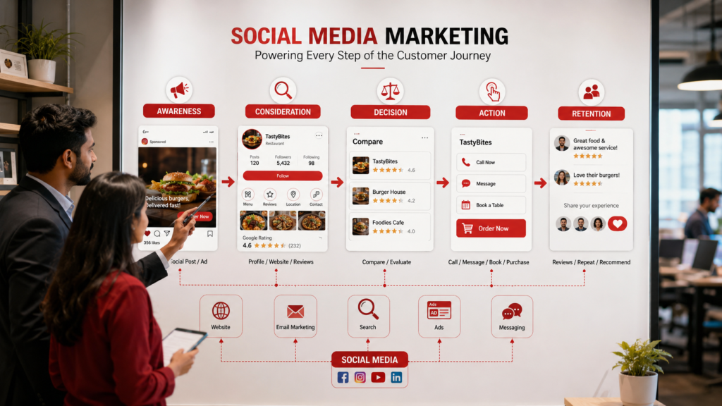 Social media marketing customer journey from awareness to customer retention