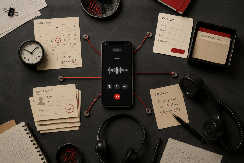 I calling system managing customer enquiries, lead follow-ups, and appointment reminders