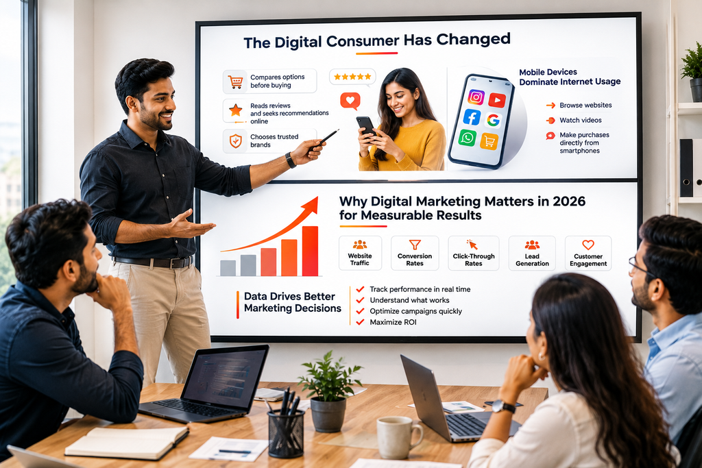 Digital marketing strategy showing changing consumer behavior and measurable business results in 2026
