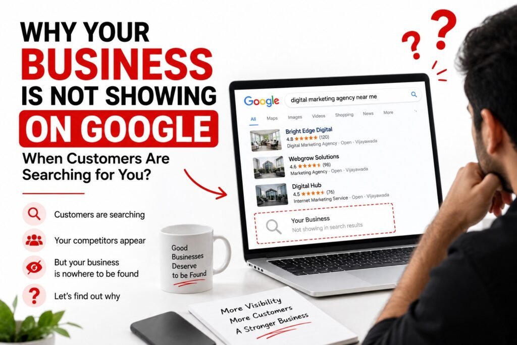 Business not showing on google search results.